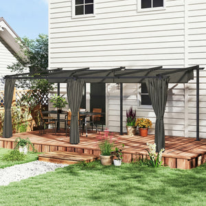 Pergola rétractable 3 x 6 m avec rideaux latéraux, tonnelle de jardin en métal avec protection solaire UPF30+, abri pour terrasse, patio, gris foncé