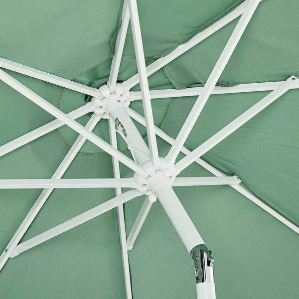 Parasol de jardin parasol extérieur inclinable à franges avec manivelle 8 baleines dim. Ø 2,65 x 2,45 H m vert
