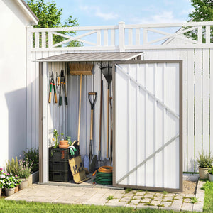 Abri de Jardin 1m² - Remise pour Outils - cabanon Porte verrouillable - dim. 1L x 1,03l x 1,6H m - tôle d'acier ondulée marron et blanc