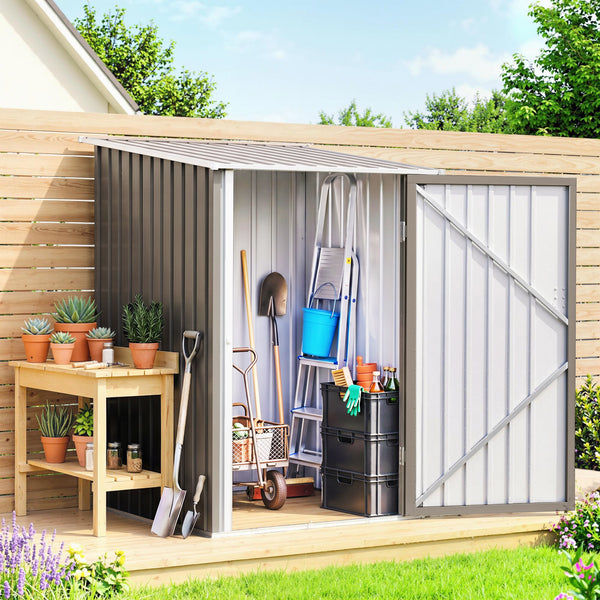 Abri de Jardin 1m² - Remise pour Outils - cabanon Porte verrouillable - dim. 1L x 1,03l x 1,6H m - tôle d'acier ondulée marron et blanc