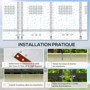 Clôture barrière de sécurité pour piscine filet - lot de 4 panneaux brise vue jardin - Dim. 365L x 126H cm - noir