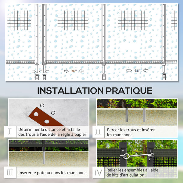 Clôture barrière de sécurité pour piscine filet - lot de 4 panneaux brise vue jardin - Dim. 365L x 126H cm - noir