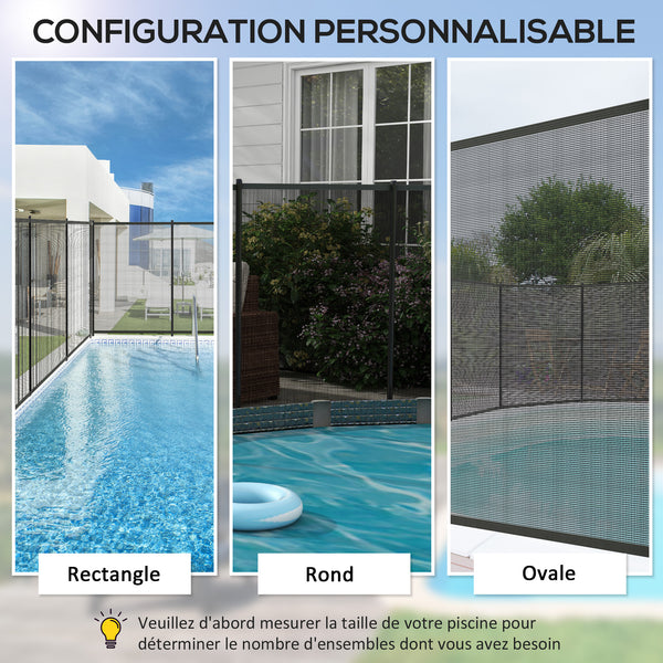 Clôture barrière de sécurité pour piscine filet - lot de 4 panneaux brise vue jardin - Dim. 365L x 126H cm - noir