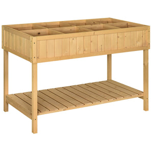 Jardinière sur Pieds carré Potager avec étagère dim. 110L x 46l x 76H cm 8 Compartiments & Inserts d'irrigation Bois de Sapin
