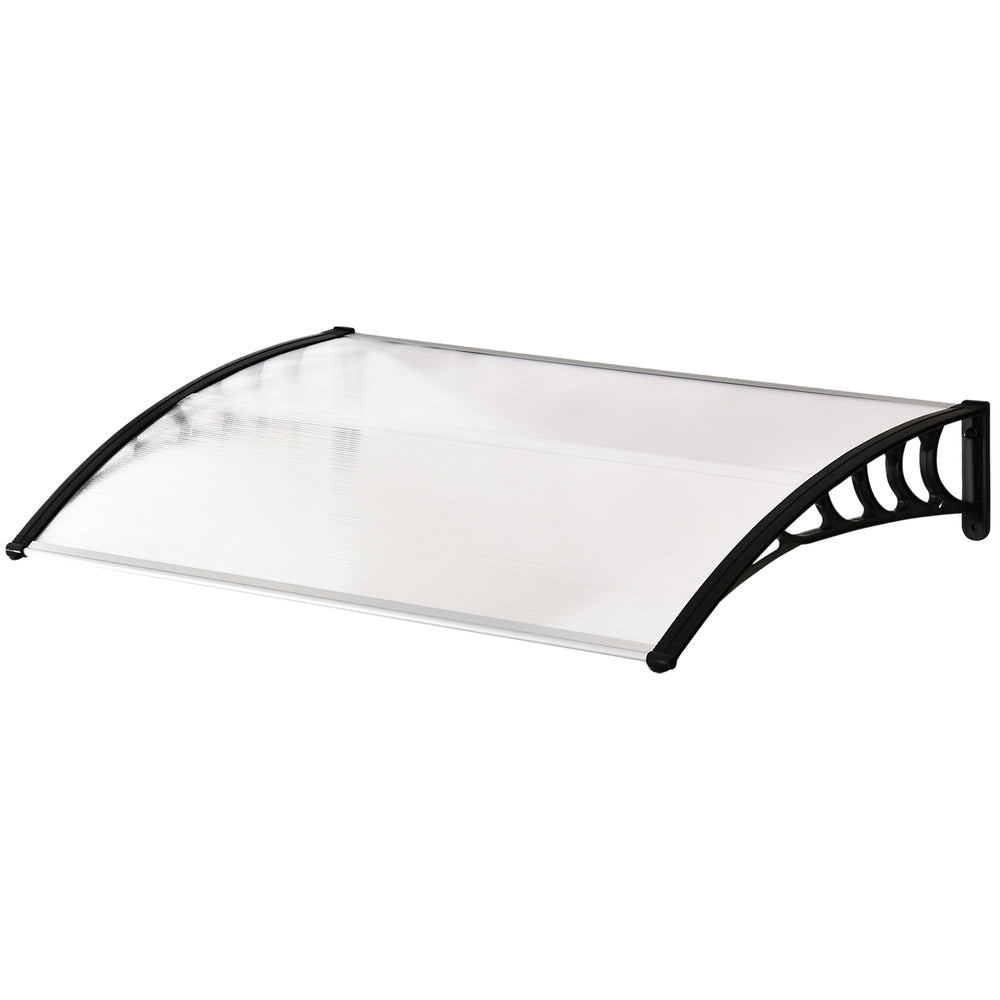 Auvent de porte d'entrée, toit marquise de porte exterieur en polycarbonate et aluminium résistante toit abri protection contre la pluie et UV pour terrasse, balcon, 122 x 89 cm, blanc