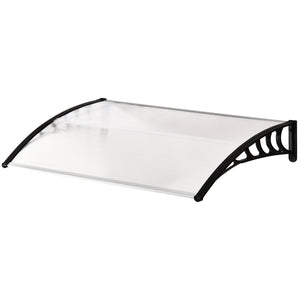 Auvent de porte d'entrée, toit marquise de porte exterieur en polycarbonate et aluminium résistante toit abri protection contre la pluie et UV pour terrasse, balcon, 122 x 89 cm, blanc