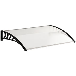 Auvent de porte d'entrée, toit marquise de porte exterieur en polycarbonate et aluminium résistante toit abri protection contre la pluie et UV pour terrasse, balcon, 122 x 89 cm, blanc