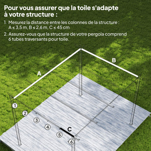 Toile de toit pour pergola tonnelle rétractable de 4 x 3 m - toile uniquement 350 x 260 cm café