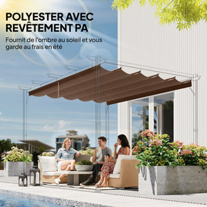 Toile de toit pour pergola tonnelle rétractable de 4 x 3 m - toile uniquement 350 x 260 cm café