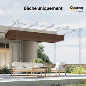 Toile de toit pour pergola tonnelle rétractable de 4 x 3 m - toile uniquement 350 x 260 cm café