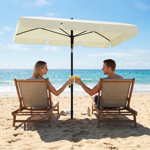 Parasol de jardin Parasol droit rectangulaire inclinable alu métal polyester haute densité 2 x 1,3 m beige clair