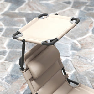 Lot de 2 Bains de soleil transats pliables grand confort dossier pare-soleil réglables multi-positions, kaki