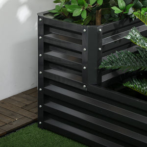 Carré potager de jardin jardinière en acier galvanisé lit de jardin surélevé fond ouvert 2 étages pour herbes légumes fruits fleurs 120 x 101 x 58 cm gris foncé