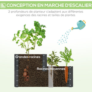 Carré potager de jardin jardinière en acier galvanisé lit de jardin surélevé fond ouvert 2 étages pour herbes légumes fruits fleurs 120 x 101 x 58 cm gris foncé