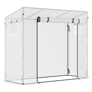 Serre de jardin PE, serre de balcon, bâche renforcée 140 g/m², châssis en acier, porte zippée enroulable, pour légumes plantes fleurs, intérieur et extérieur, 200 x 76 x 168 cm, blanc
