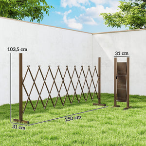 Barrière Extensible rétractable barrière de sécurité 250L x 31l x 104H cm alu métal Chocolat