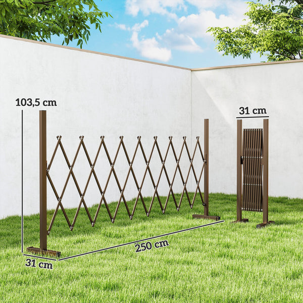Barrière Extensible rétractable barrière de sécurité 250L x 31l x 104H cm alu métal Chocolat