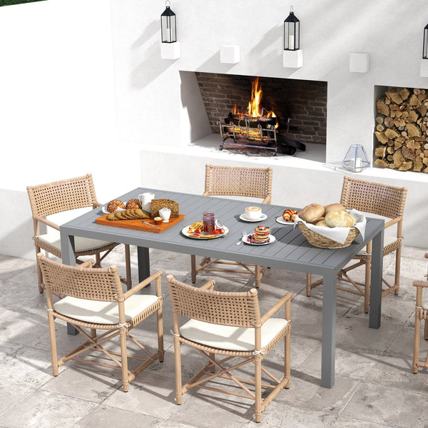 Table de jardin extensible table tables à manger de patio en aluminium rectangulaire pour 6 - 8 personnes, charge max. 50kg, dim. 180/240L x 94l x 73H cm, gris