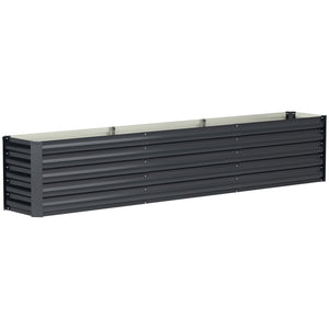 Carré potager, potager surélevé en acier galvanisé, barres de soutien et plaques d'angle, fond ouvert, lit de jardin surélevé, pour plantes légumes, fleurs, 240 x 40 x 45 cm, gris foncé