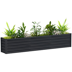 Carré potager, potager surélevé en acier galvanisé, barres de soutien et plaques d'angle, fond ouvert, lit de jardin surélevé, pour plantes légumes, fleurs, 240 x 40 x 45 cm, gris foncé