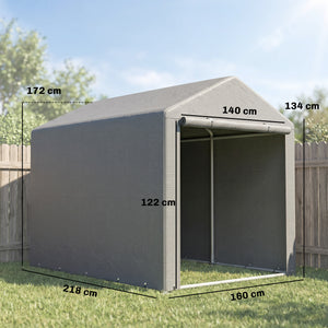 Abri de Jardin Tente de Stockage Imperméable Abri Moto Porte Enroulable Fermeture Éclair, Garage pour Vélo et Outils Rangement, 160x218x172cm Gris Clair