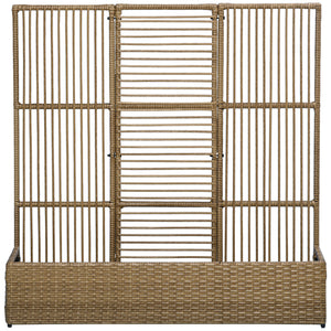 Jardinière avec treillis jardinière sur pied support pour plantes avec treillis bac à fleurs rectangulaire en résine tressée PE et acier dim. 103L x 29l x 103H cm marron