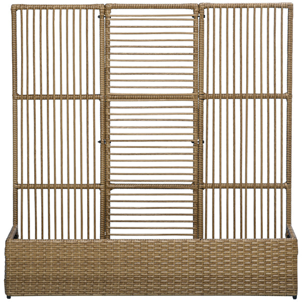 Jardinière avec treillis jardinière sur pied support pour plantes avec treillis bac à fleurs rectangulaire en résine tressée PE et acier dim. 103L x 29l x 103H cm marron