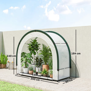 Serre de Jardin Pliable et Portable, Petite Serre de Balcon en Bâche PE et Porte Zippée, pour Légumes Plantes Fleurs, 200 x 80 x 164 cm, Vert