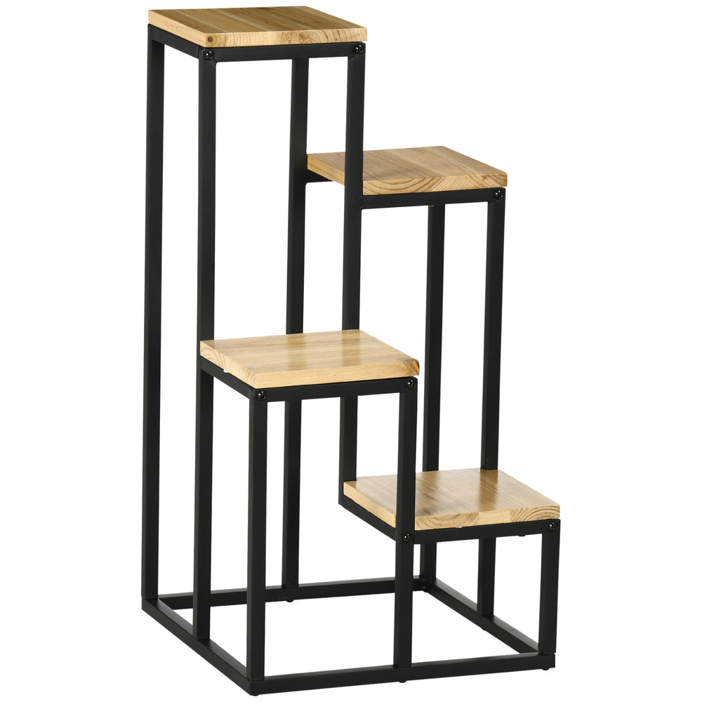 Support pour Plantes Étagère à Fleurs 4 Étagères Différentes Hauteurs Structure Acier - 34 x 34 x 66 cm