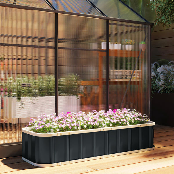 Jardinière surélevée en acier galvanisé, lit de jardin avec gants et bords pliés, carré potager de jardin pour fleurs, herbes, légumes, 165 x 52 x 31 cm, gris foncé