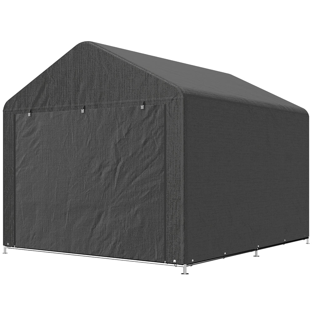 Abri de jardin tente de stockage imperméable abri moto porte enroulable fermeture éclair, garage pour vélo et outils rangement et stockage pour vélo moto bois outils, 200x238x183cm gris foncé