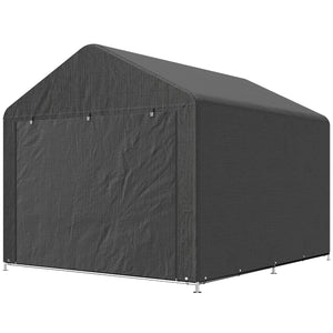 Abri de jardin tente de stockage imperméable abri moto porte enroulable fermeture éclair, garage pour vélo et outils rangement et stockage pour vélo moto bois outils, 200x238x183cm gris foncé