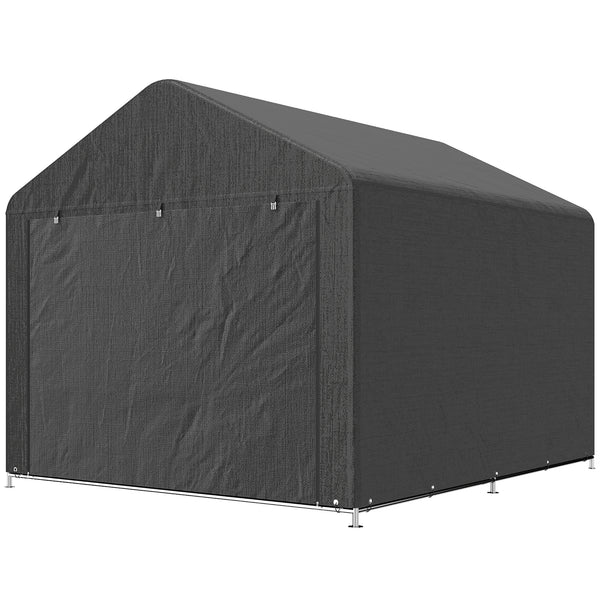 Abri de jardin tente de stockage imperméable abri moto porte enroulable fermeture éclair, garage pour vélo et outils rangement et stockage pour vélo moto bois outils, 200x238x183cm gris foncé