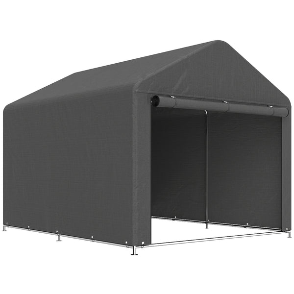 Abri de jardin tente de stockage imperméable abri moto porte enroulable fermeture éclair, garage pour vélo et outils rangement et stockage pour vélo moto bois outils, 200x238x183cm gris foncé