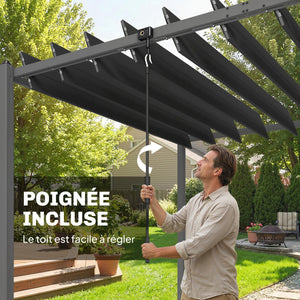 Pergola XXL 5,7x3m avec Toit à Lames Orientables 0-90° - Tonnelle de Jardin en Aluminium et Acier - Abri Terrasse Grande Capacité 11 Personnes, UV50+, 12 Vis d'Expansion, Gris Anthracite