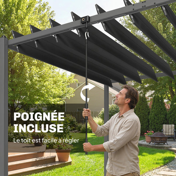 Pergola XXL 5,7x3m avec Toit à Lames Orientables 0-90° - Tonnelle de Jardin en Aluminium et Acier - Abri Terrasse Grande Capacité 11 Personnes, UV50+, 12 Vis d'Expansion, Gris Anthracite