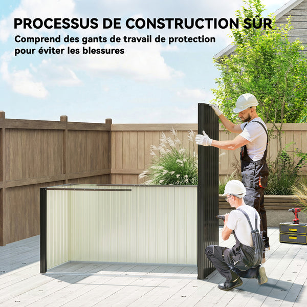 Abri de Jardin en Métal 1,37m² 163x90x179cm, Acier Galvanisé - Armoire de Jardin Adossable avec 2 Grilles d'Aération et Toit Incliné Anti-UV - Cabanon de Stockage pour Outils, Gris Foncé