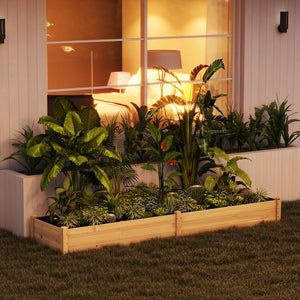 Carré Potager de Jardin dim. 244 x 61,5 x 27 cm Feutre de Drainage, séparation Inclus Bois de Sapin