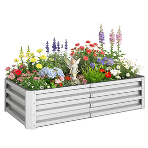 Carré potager de jardin 120 x 60 x 30,5 cm acier galvanisée argent