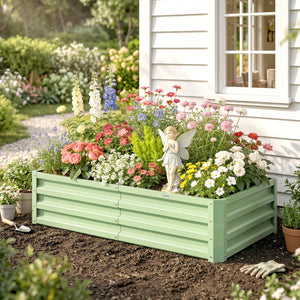 Carré Potager 120 x 60 x 30,5 cm, Potager Surélevé en Acier galvanisé pour Plantes légumes, Fleurs, Vert
