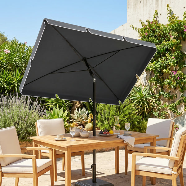Parasol de jardin Parasol droit rectangulaire inclinable alu métal polyester haute densité 2 x 1,3 m gris