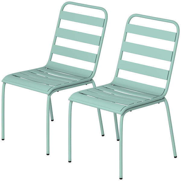 Lot de 2 Chaises de Jardin, Chaises Empilables en Métal pour Salle à Manger Extérieure, Mobilier d'Extérieur pour Jardin, Balcon, Vert