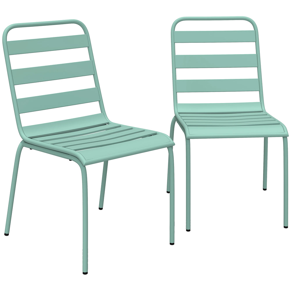 Lot de 2 Chaises de Jardin, Chaises Empilables en Métal pour Salle à Manger Extérieure, Mobilier d'Extérieur pour Jardin, Balcon, Vert