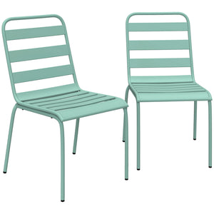 Lot de 2 Chaises de Jardin, Chaises Empilables en Métal pour Salle à Manger Extérieure, Mobilier d'Extérieur pour Jardin, Balcon, Vert