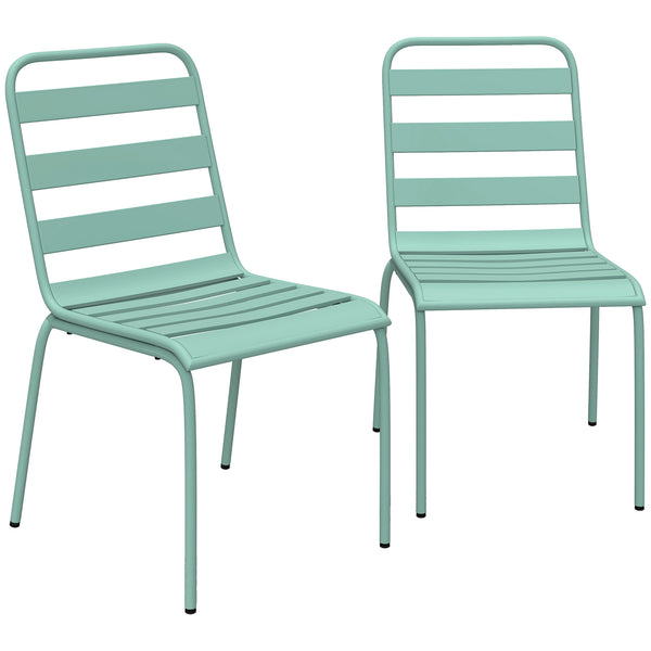 Lot de 2 Chaises de Jardin, Chaises Empilables en Métal pour Salle à Manger Extérieure, Mobilier d'Extérieur pour Jardin, Balcon, Vert