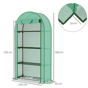 Serre de jardin serre de balcon avec étagères à 4 niveaux, cadre en acier, bâche en PE pour légumes, plantes, fleurs, toutes saisons, 105 x 45 x 160 cm, vert