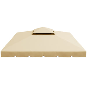 Toile de Rechange pour pavillon tonnelle Tente 3 x 3 m Toit de Remplacement Gazebo de Jardin Tissu Polyester Haute densité 170 g/m² Beige