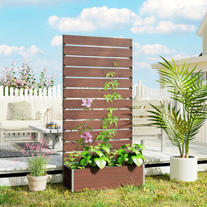 Jardinière avec treillis, lit surélevé de jardin, jardinière extérieure pour plantes grimpantes, bac à fleurs rectangulaire pot de plantes pour balcon terrasse patio, 90,5x38x180 cm, marron
