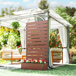 Jardinière avec treillis, lit surélevé de jardin, jardinière extérieure pour plantes grimpantes, bac à fleurs rectangulaire pot de plantes pour balcon terrasse patio, 90,5x38x180 cm, marron