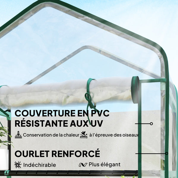 Serre de jardin avec étagères 5 niveaux, serre de balcon, bâche renforcée, châssis en acier, porte zippée enroulable, pour légumes plantes fleurs, 90x49x193cm, transparent